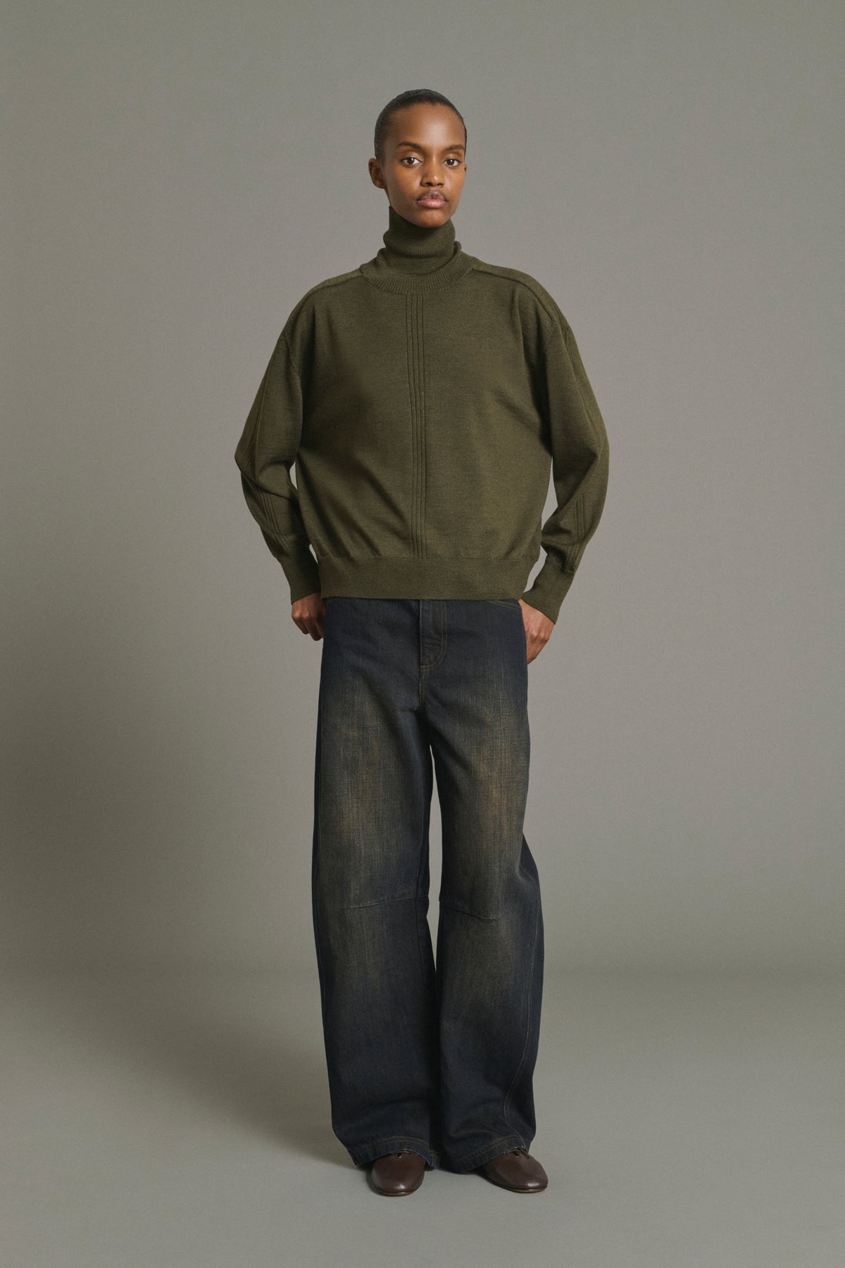 Maglione Nord - Verde Kaki Scuro - Lana Merino - Donna