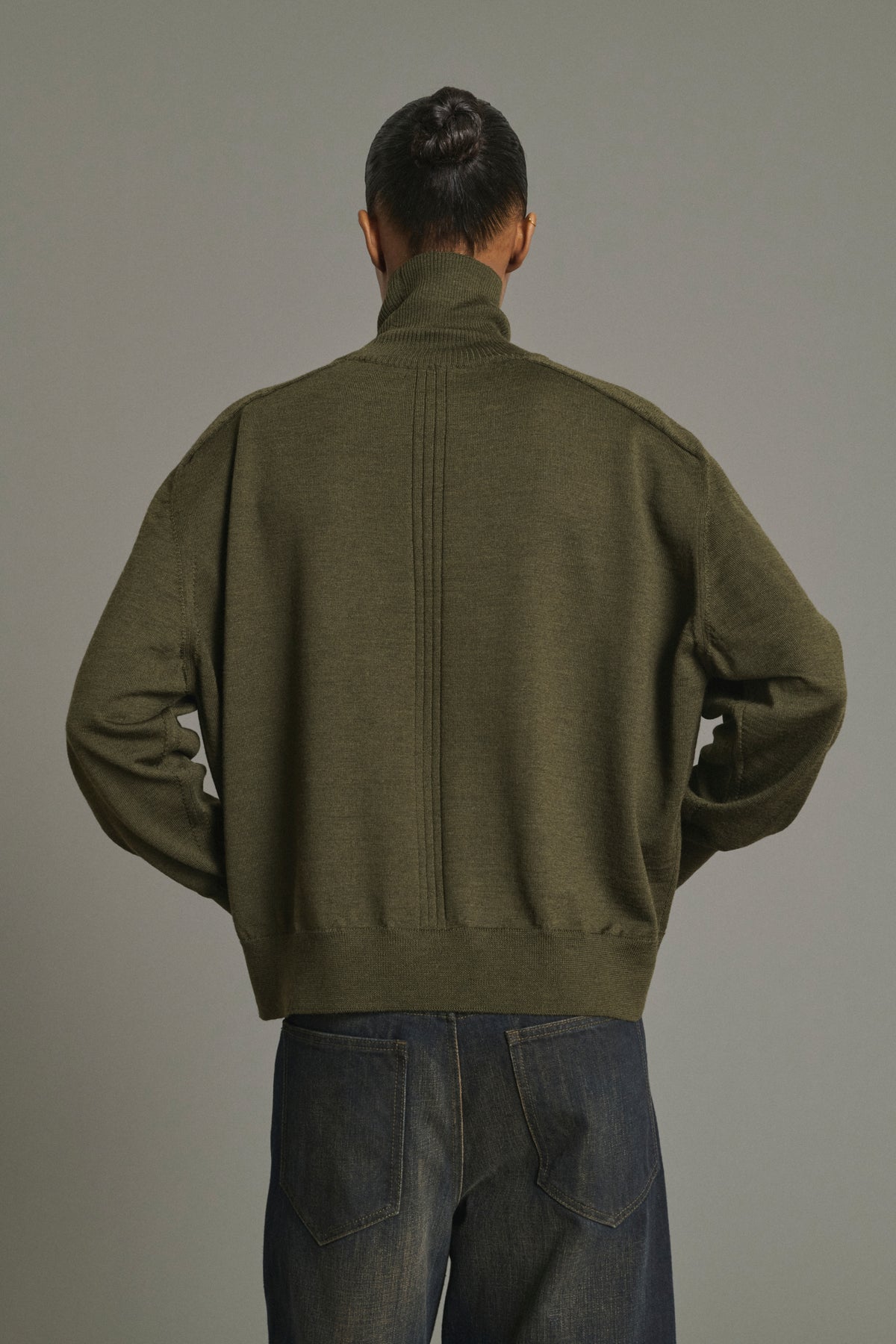 Maglione Nord - Verde Kaki Scuro - Lana Merino - Donna vue 4