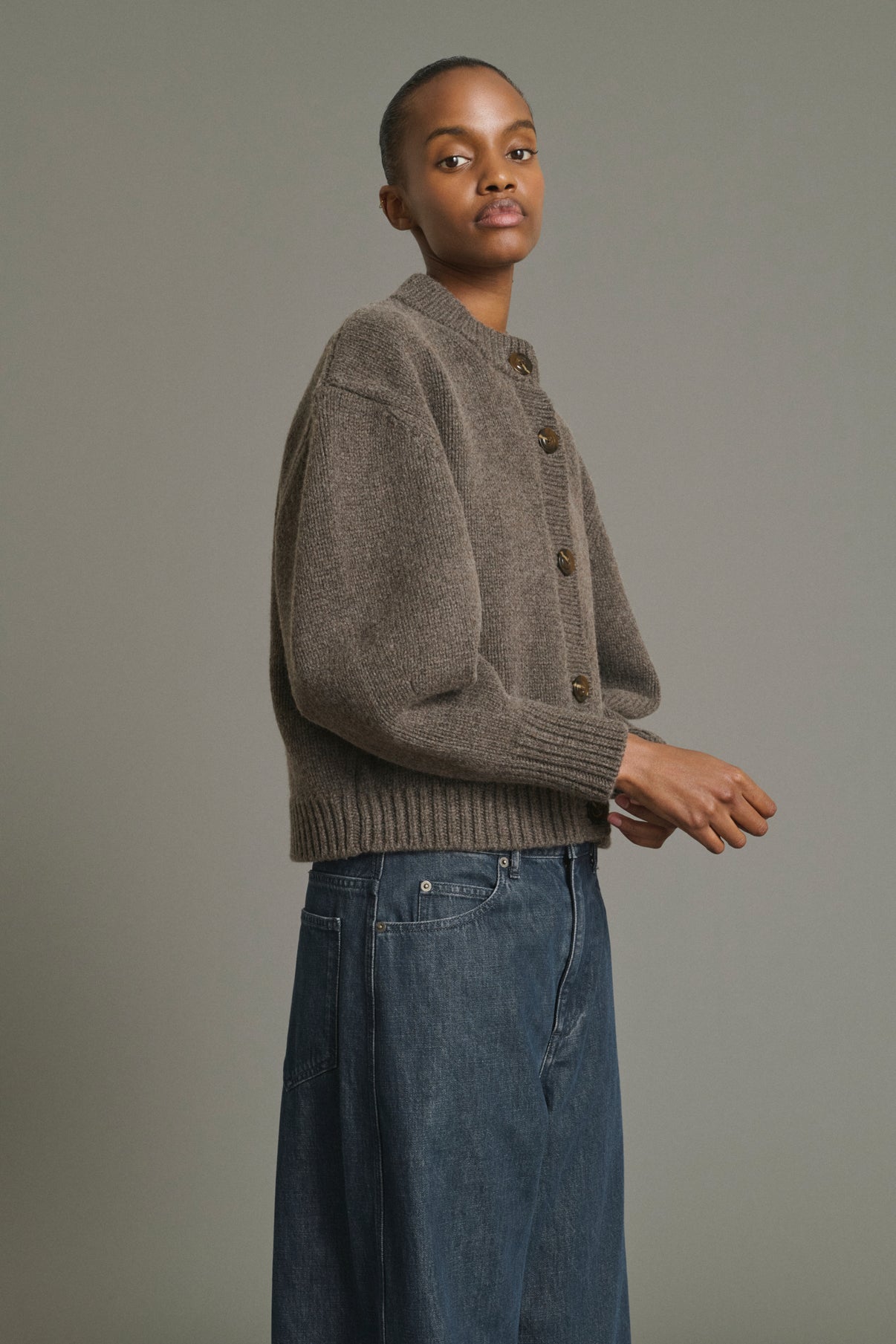 Cardigan Leonard - Marron Glacé - Lana Merino - Donna vue 1