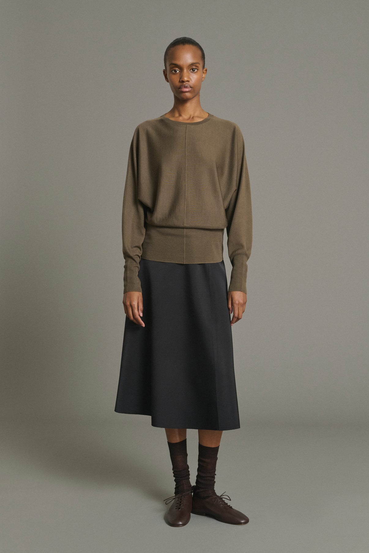 Maglione Lina - Cachi - Lana Merino - Donna vue 1