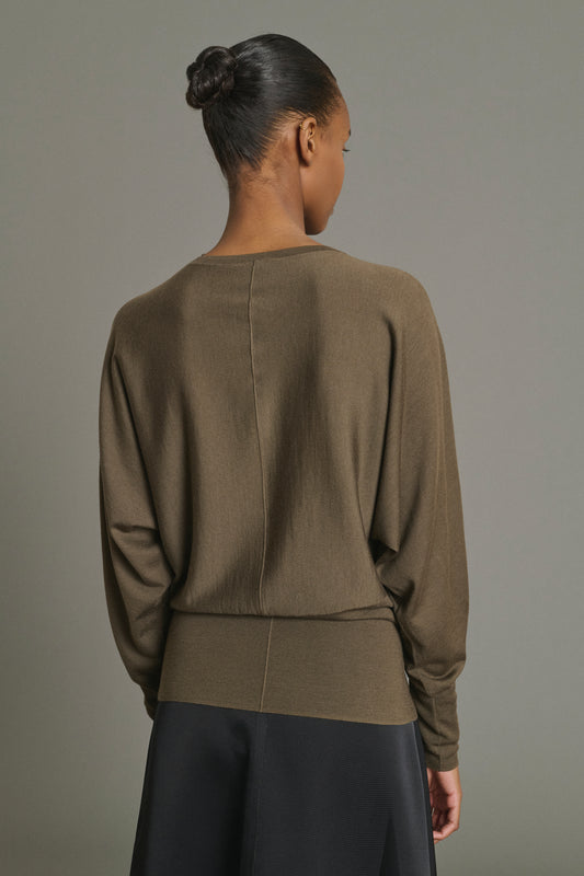 Pull Lina - Kaki - Laine Mérinos - Femme