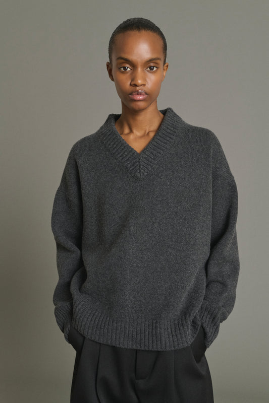 Maglione Julie - Grigio Antracite - Lana Merino - Donna
