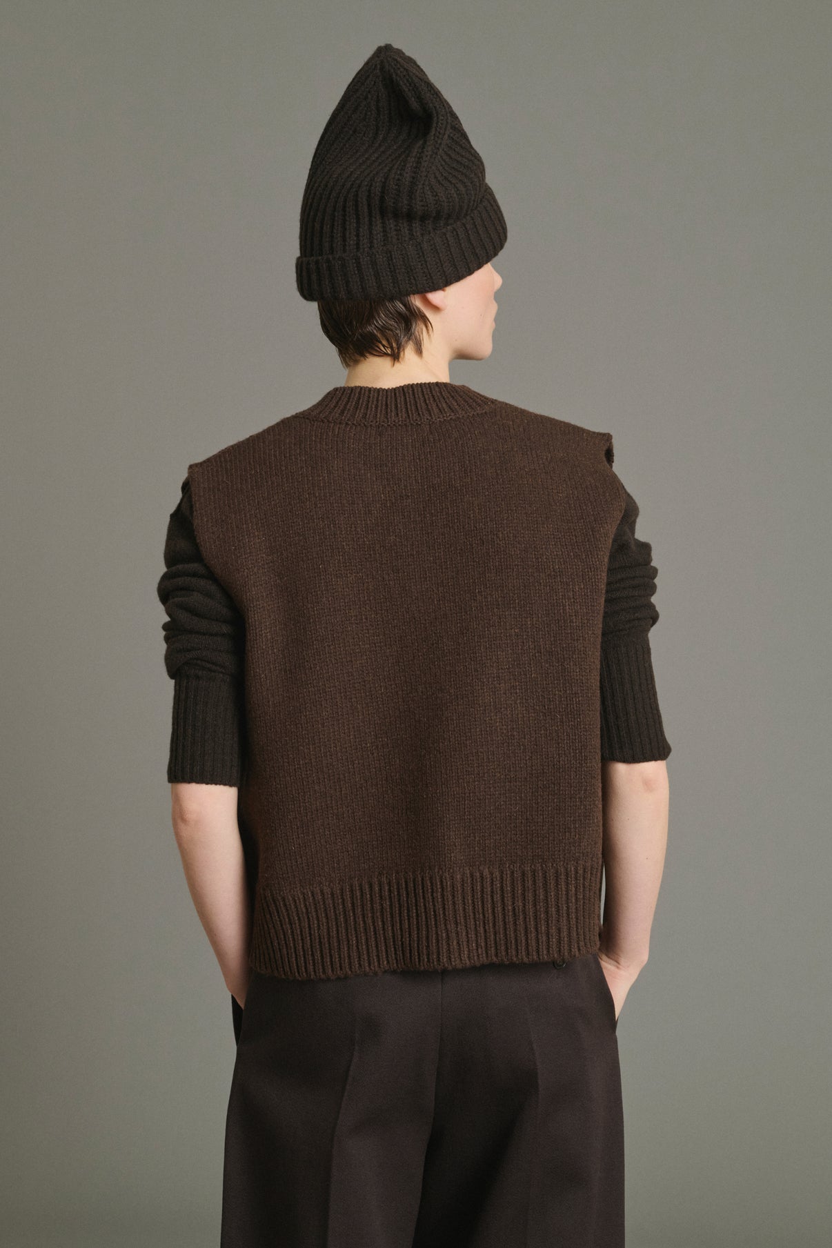Cardigan Kalyanee - Chocolat - Laine - Femme vue 4