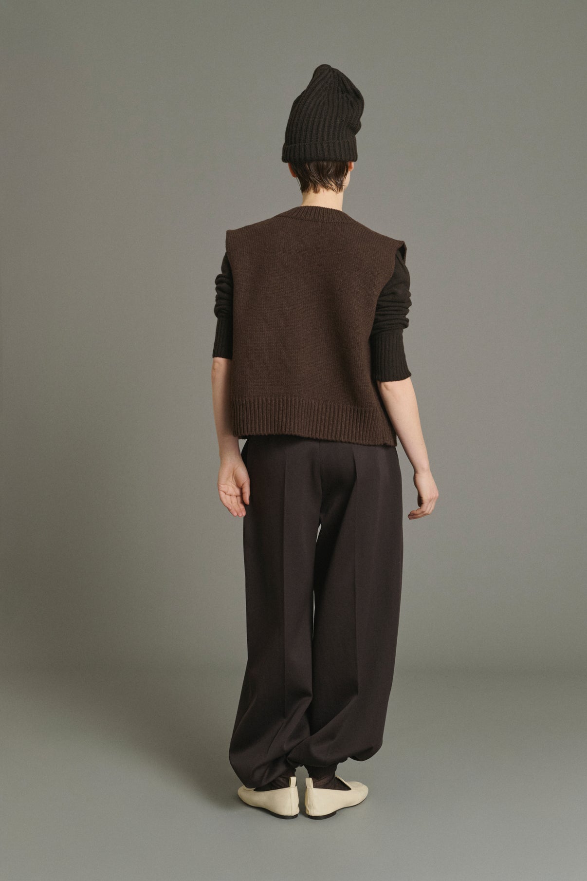 Cardigan Kalyanee - Chocolat - Laine - Femme vue 2