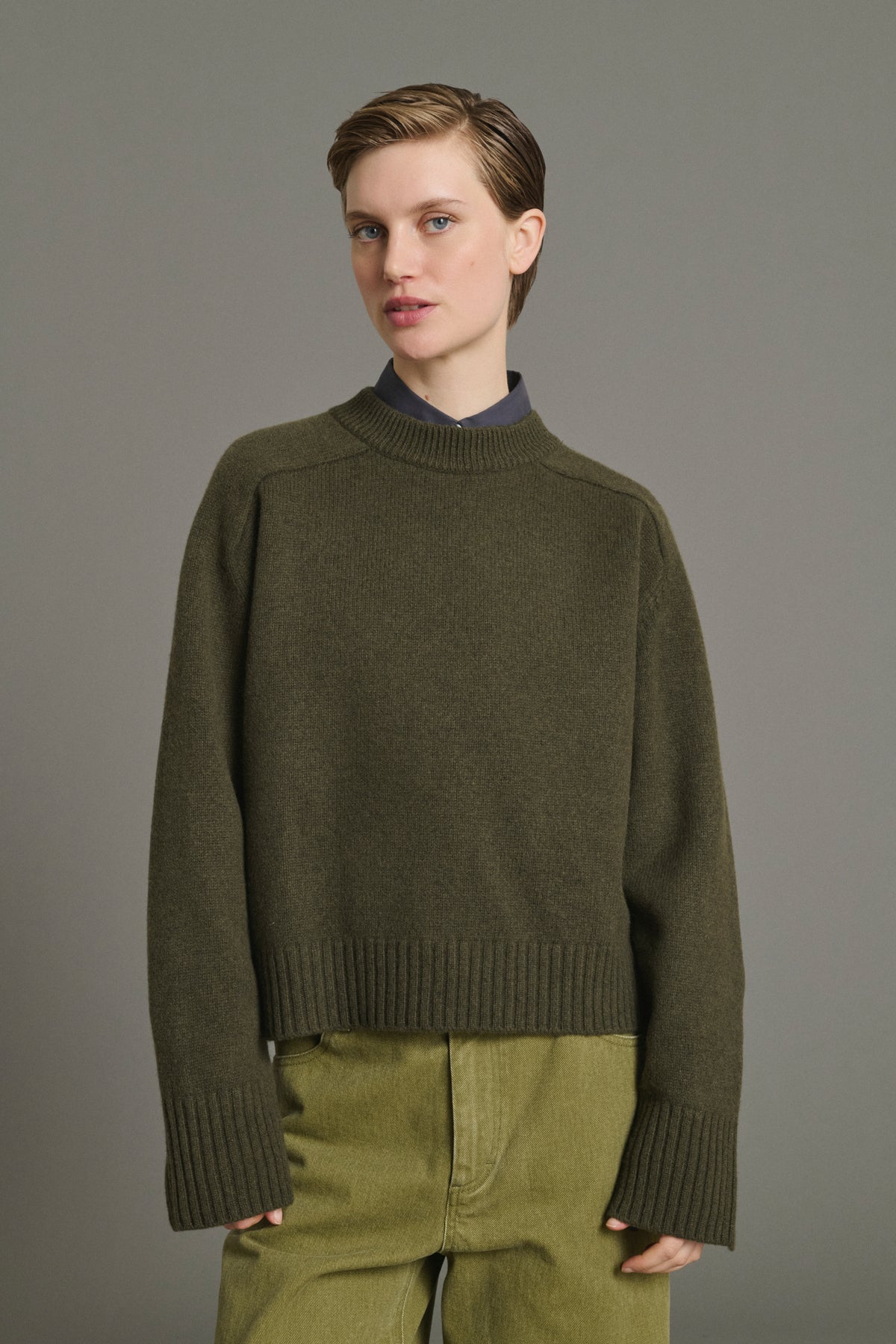 Pull Will - Kaki Chiné - Laine Mérinos - Femme vue 3