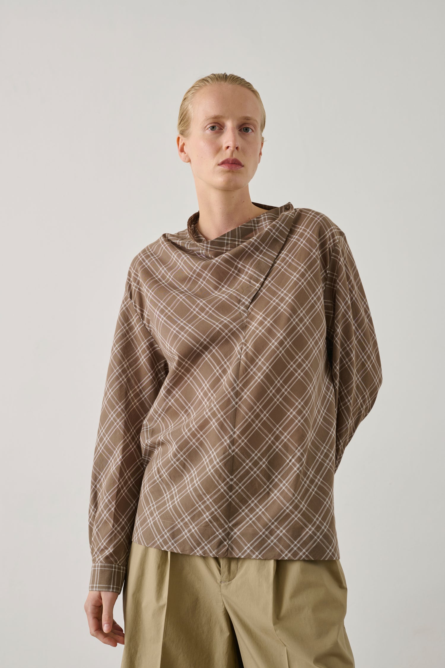 Blusa Irving - Marron Glacé/Écru - Cotone - Donna
