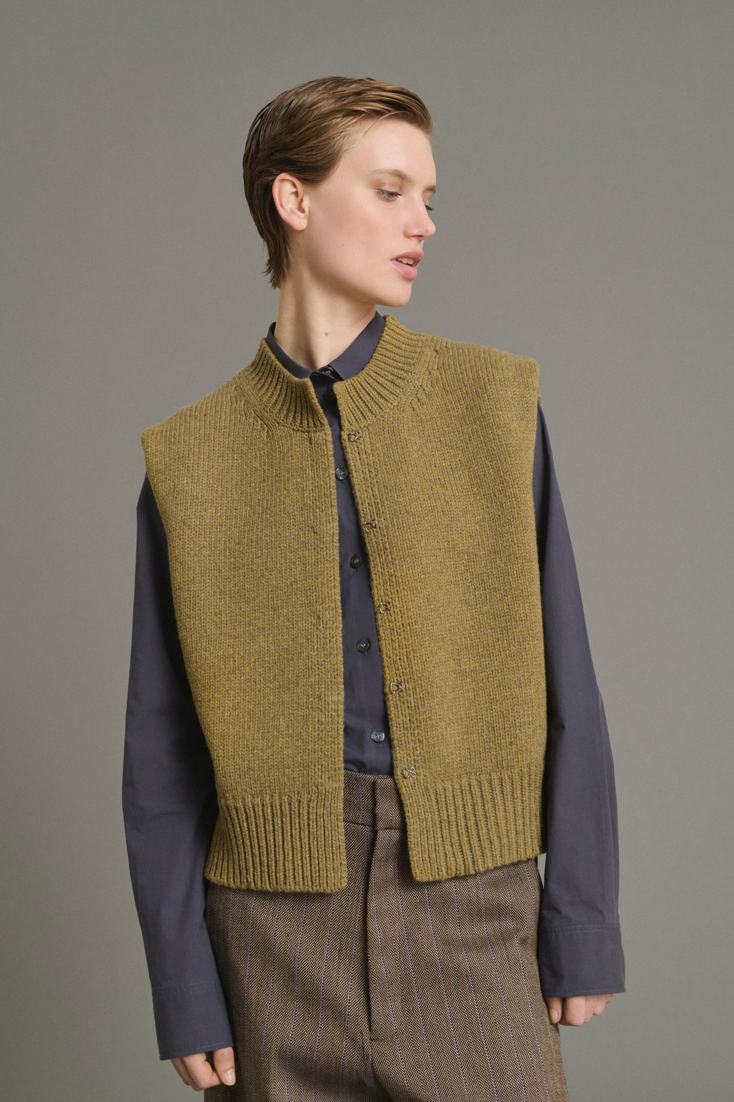 Cardigan Kalyanee - Verde tiglio - Lana - Donna