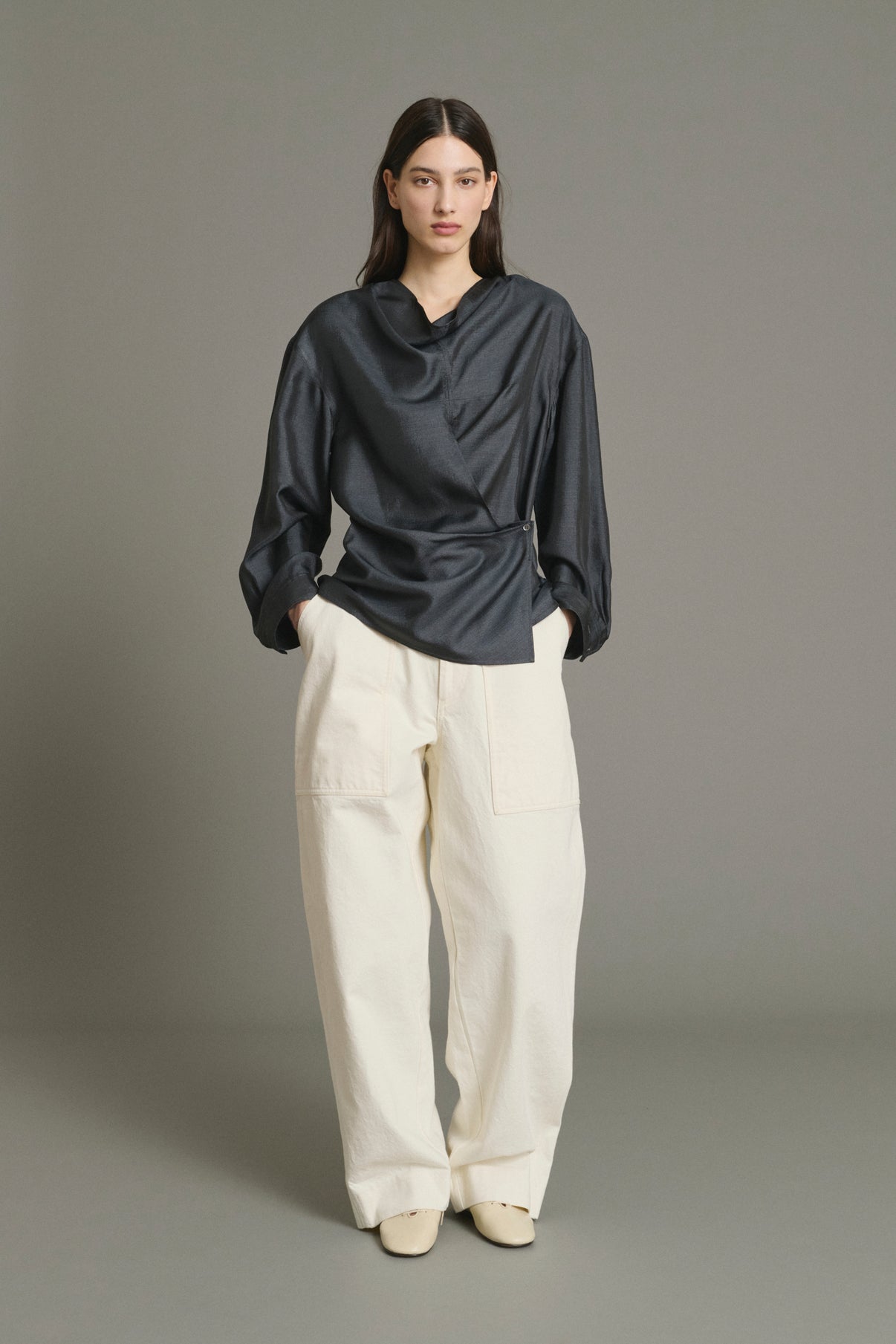 Blusa Jenny - Grigio Antracite - Seta - Donna vue 1