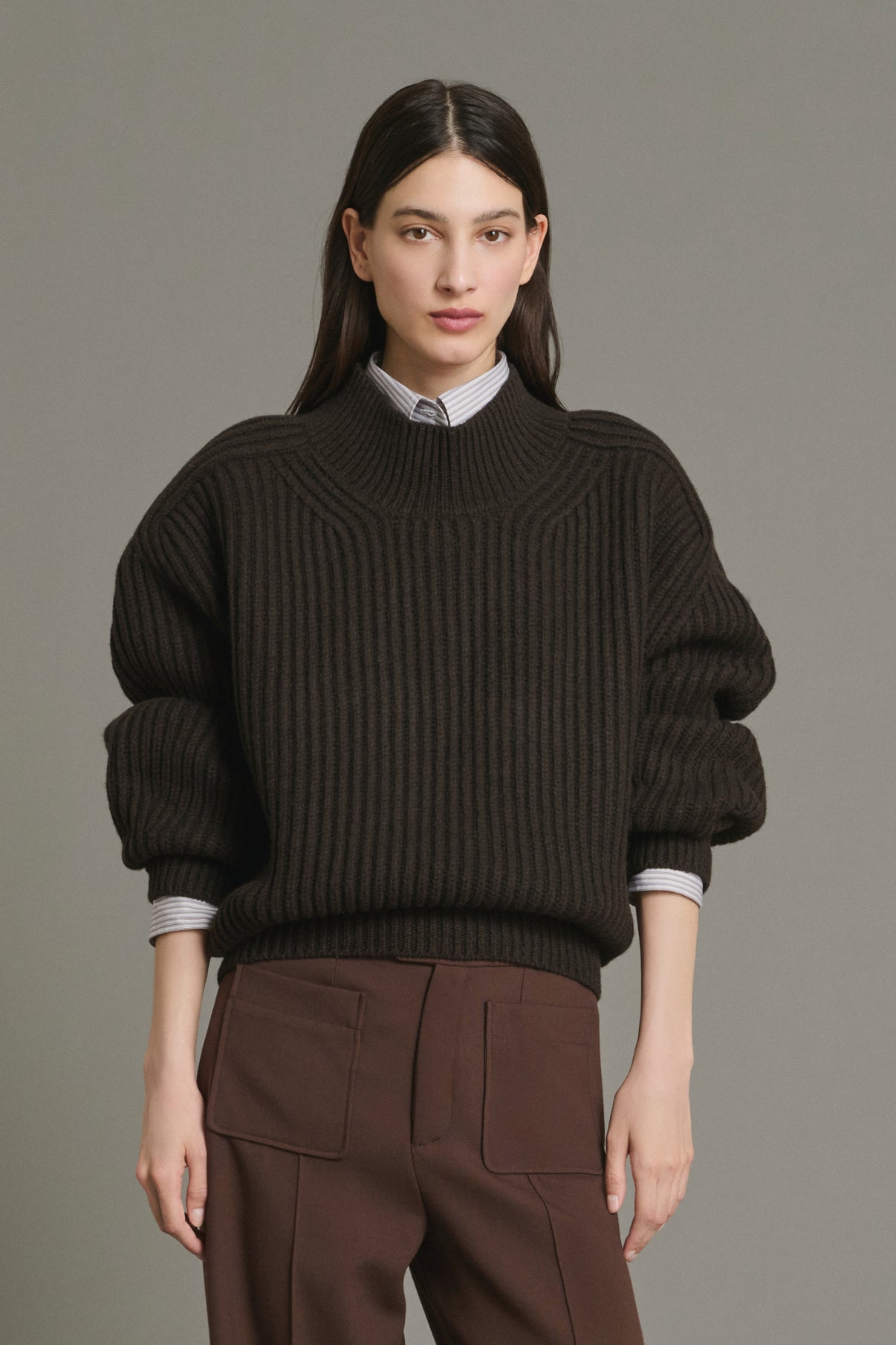 Maglione Flamand - Cioccolato - Lana Merino - Donna vue 2
