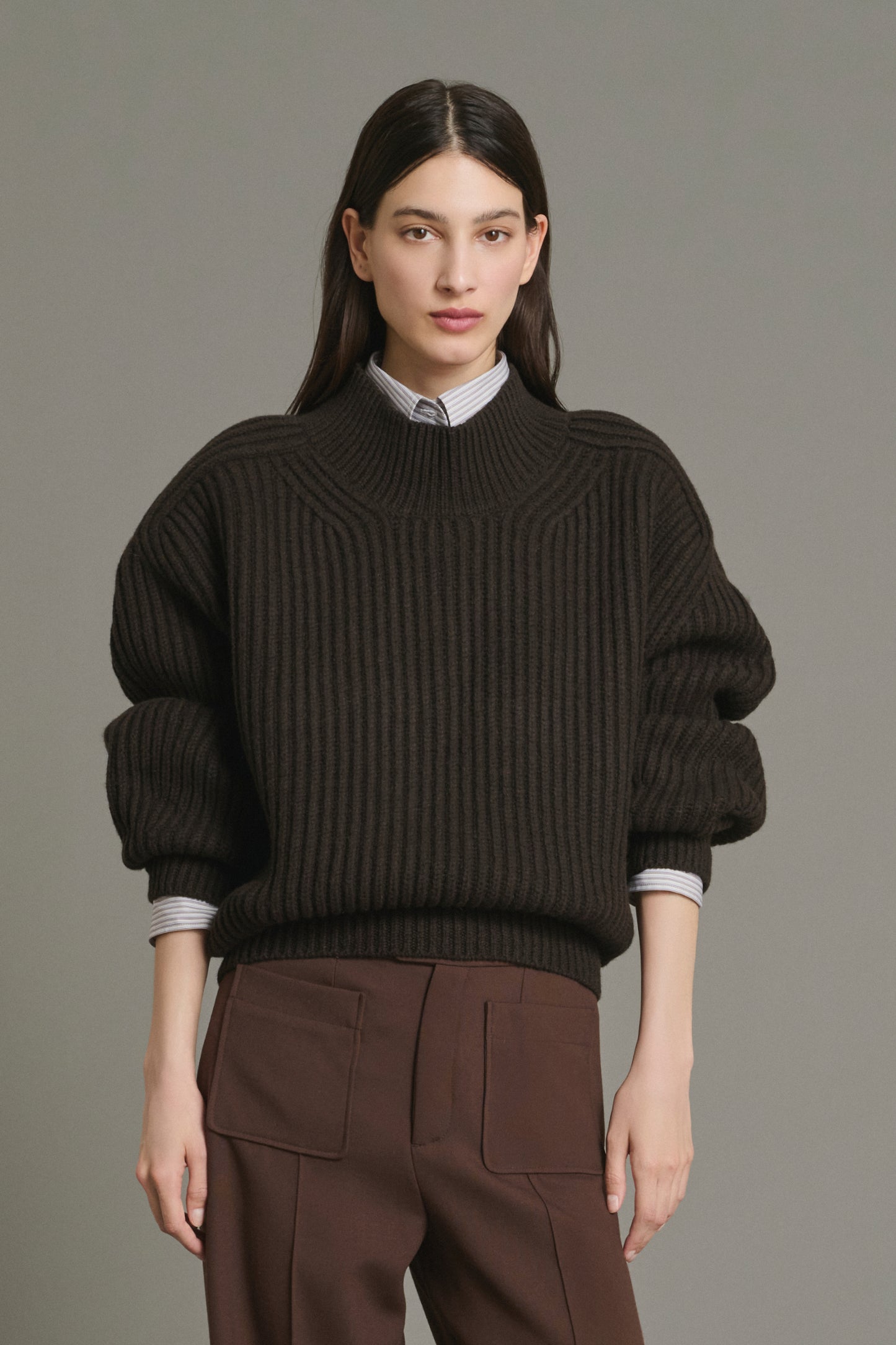 Maglione Flamand - Cioccolato - Lana Merino - Donna