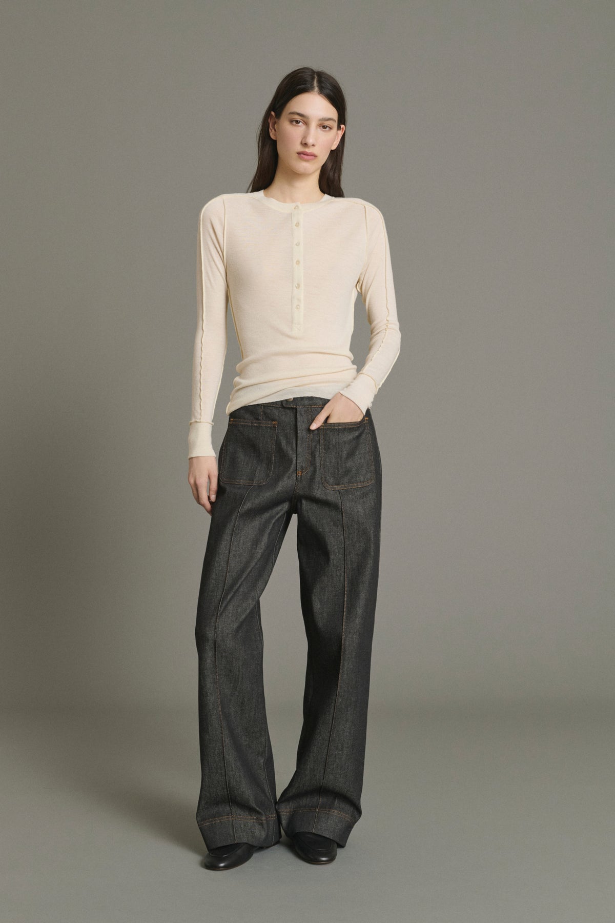 Jeans Harry - Denim Grezzo Nero Svasato Femme - Soeur vue 5