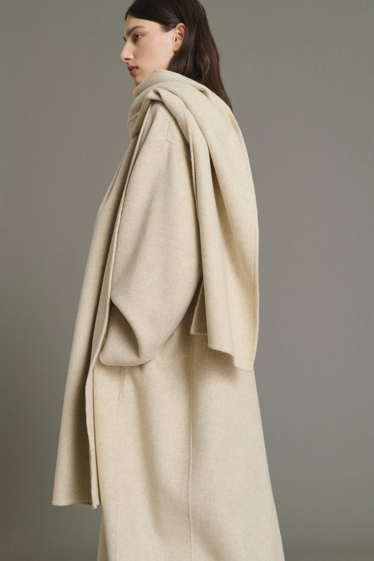 Manteau Finn - Écru/Gris - Laine - Femme vue 3