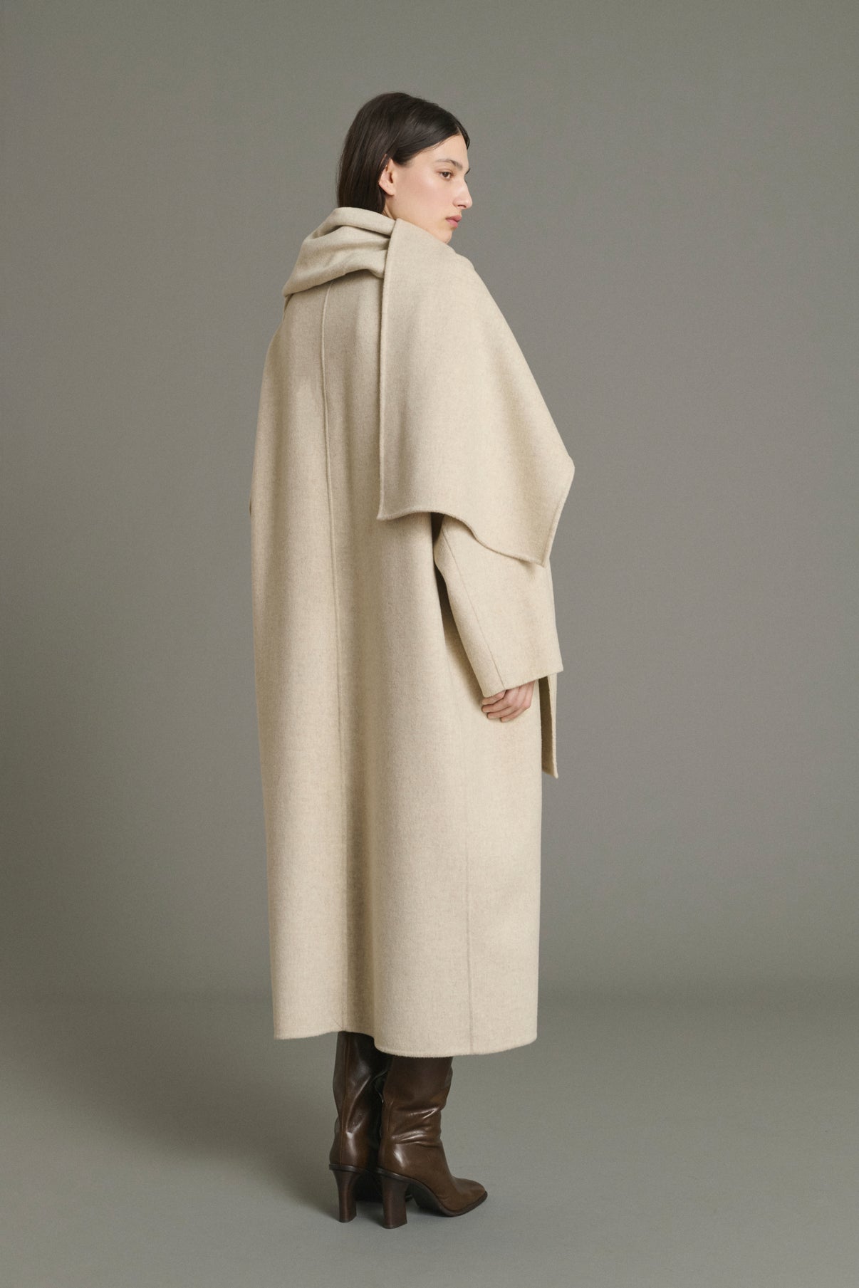 Manteau Finn - Écru/Gris - Laine - Femme vue 2