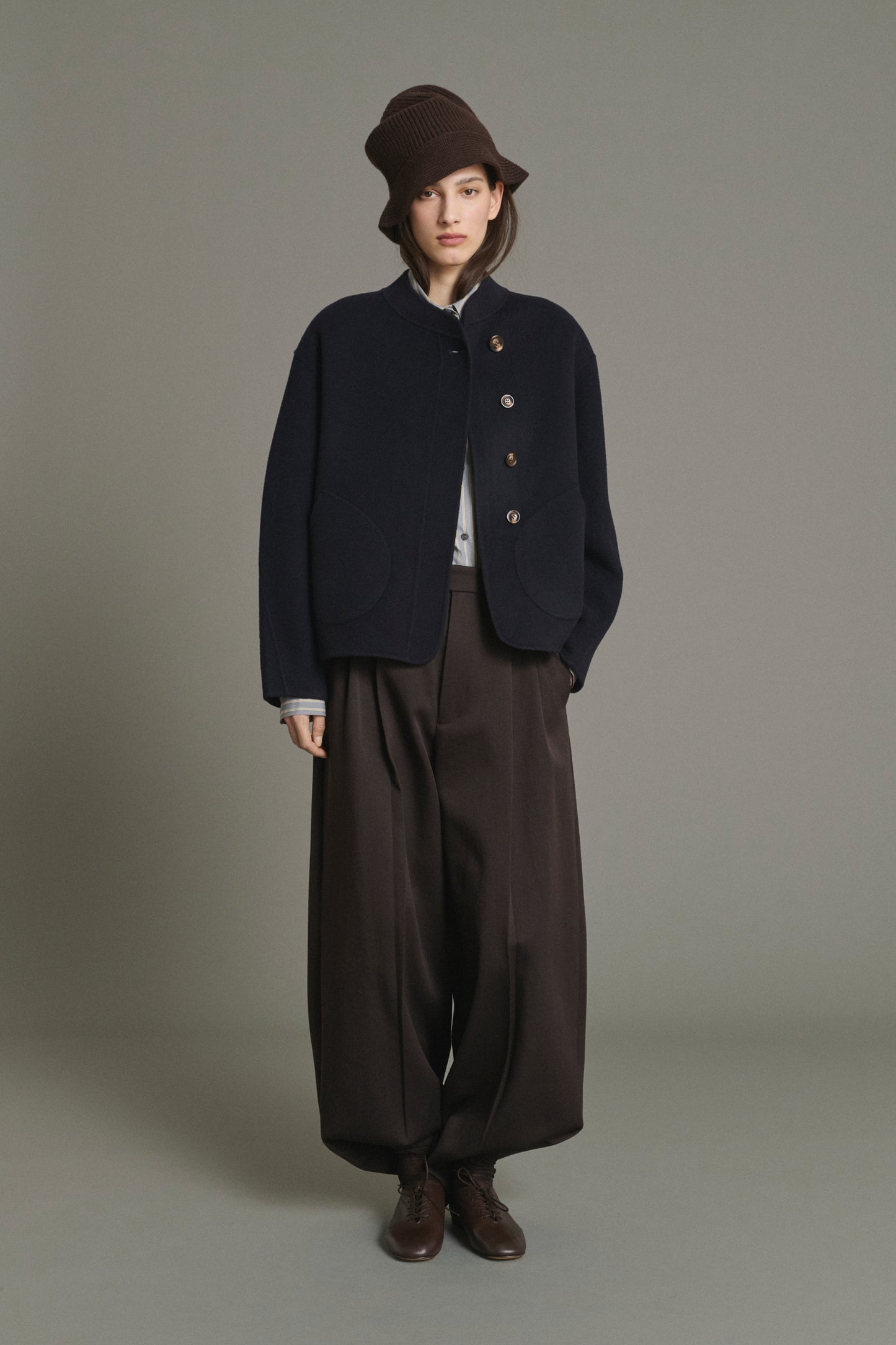 Cappotto Windsor - Deep Navy Lana Corto Donna - Soeur