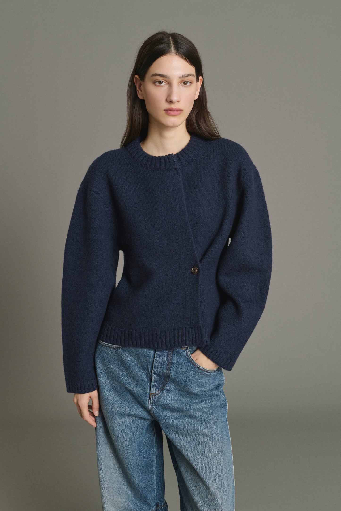 Cardigan Galileo - Navy - Lana Merino - Donna