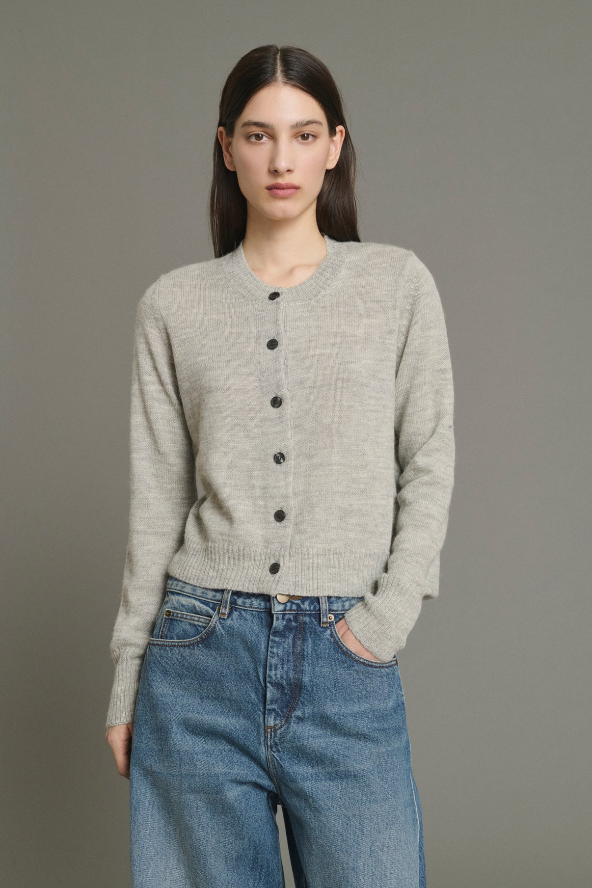 Cardigan Griffith - Grigio Chiaro Melange - Lana - Donna vue 3