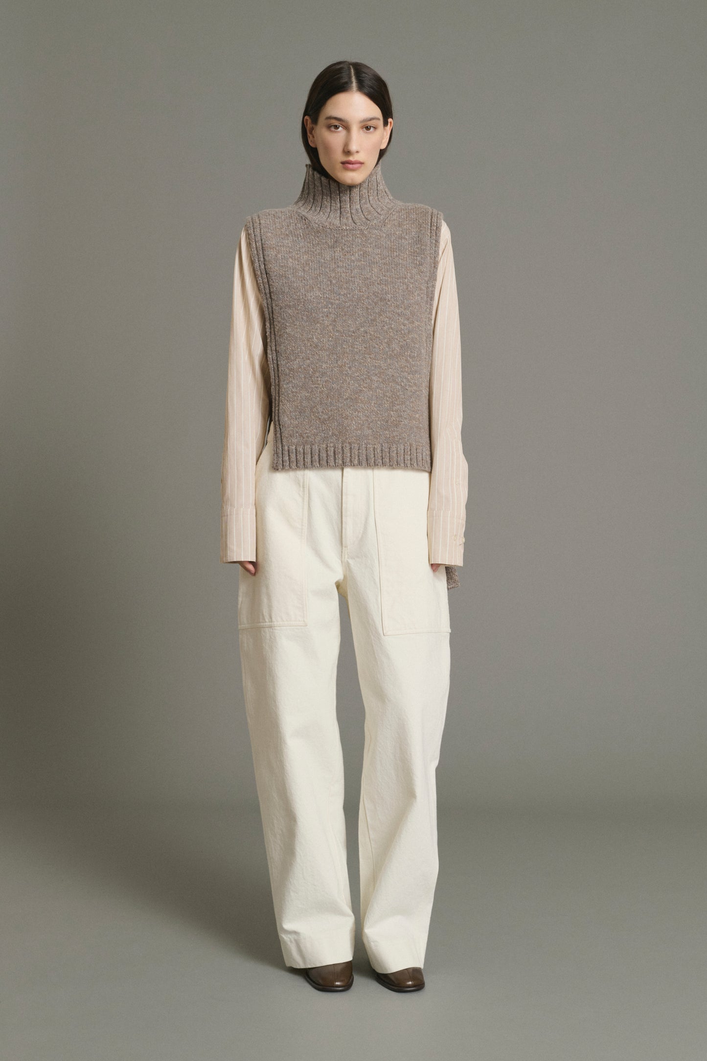 Pull Or - Beige/Gris - Laine - Femme