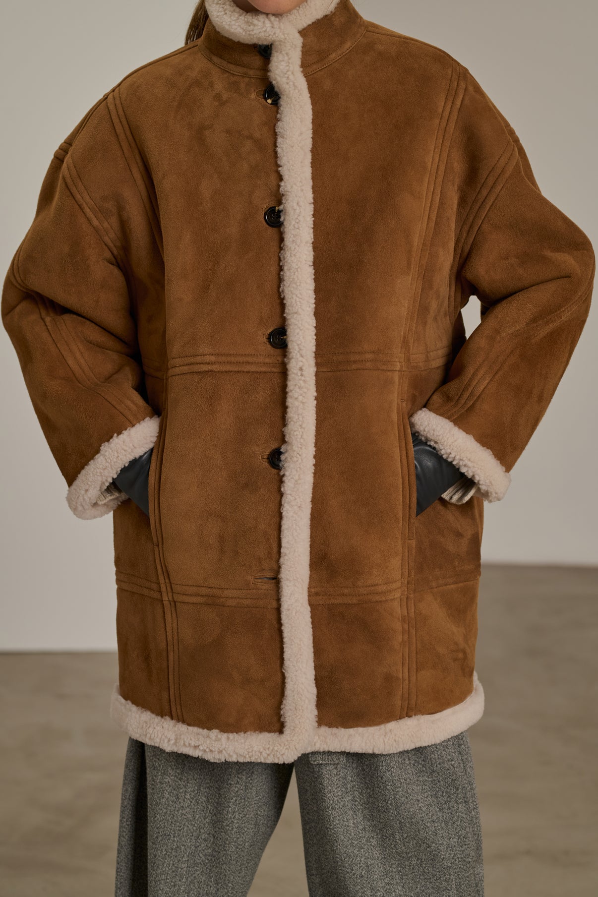 Manteau Verbier - Beige - Cuir - Femme vue 4