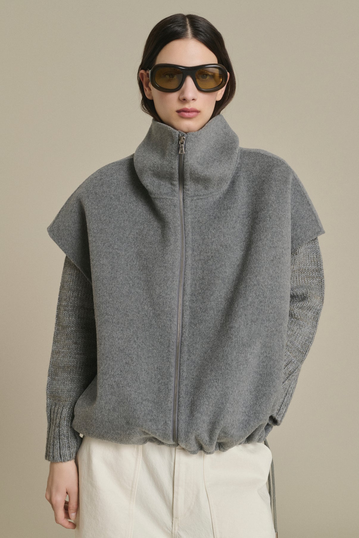 Giubbotto Juno - Grigio chiaro - Lana - Donna vue 3