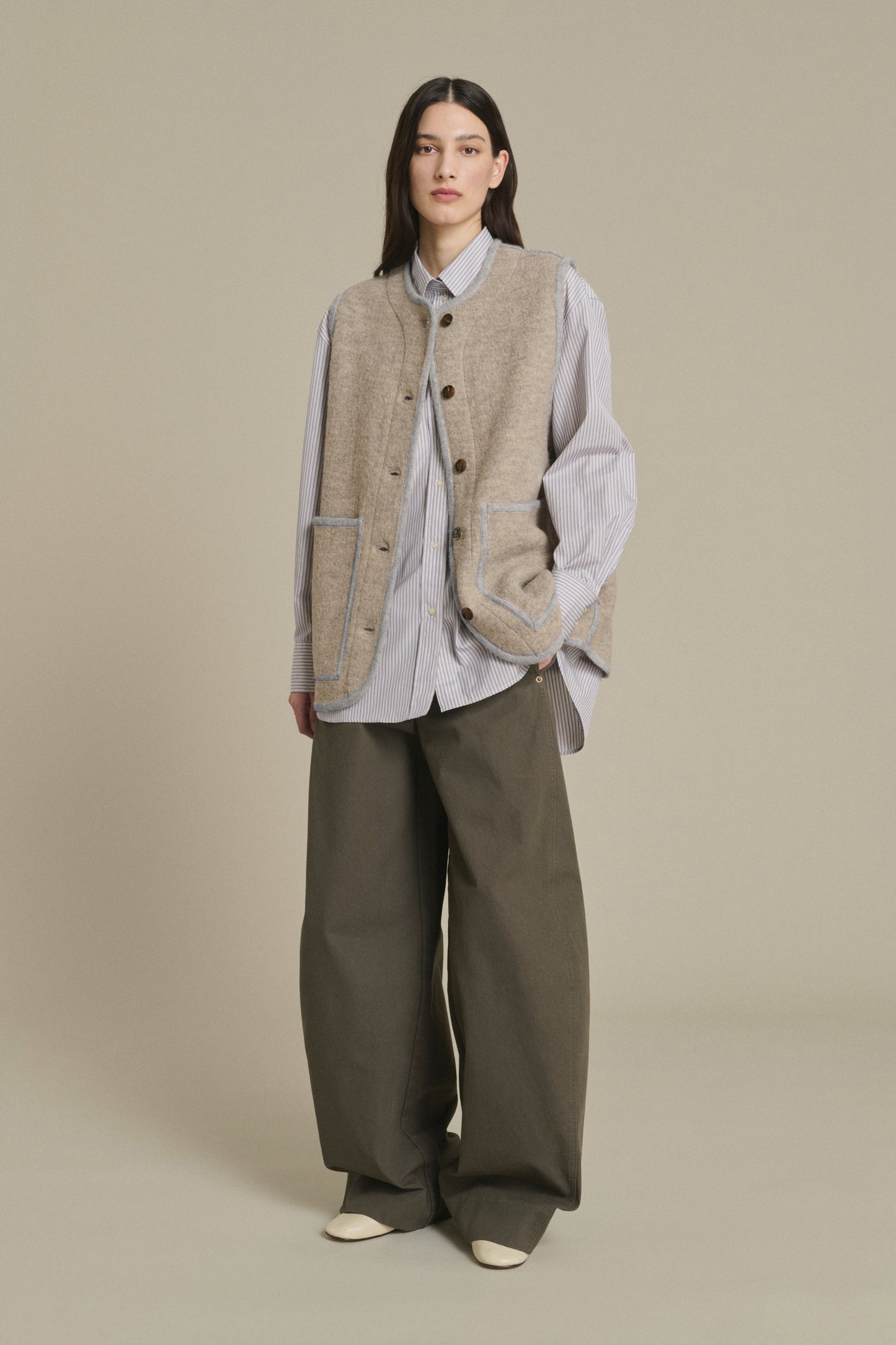 Veste Chicago - Beige/Gris - Laine - Femme