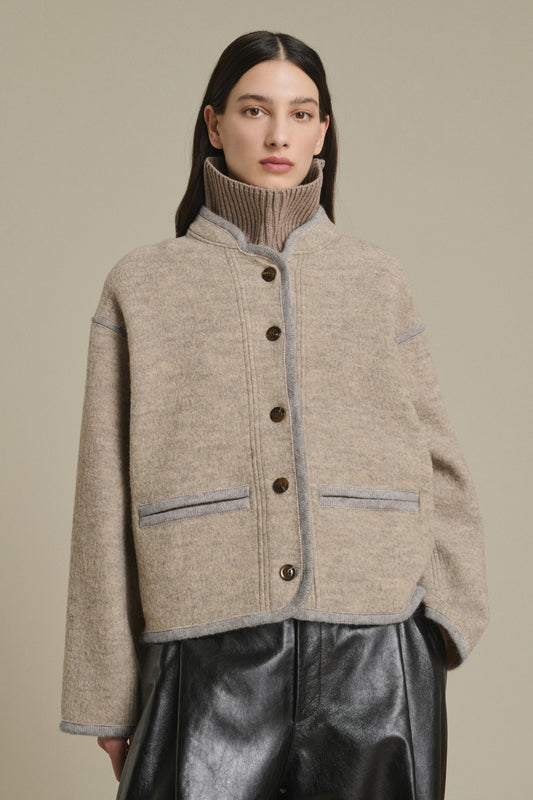 Veste Olympe - Beige/Gris - Laine - Femme