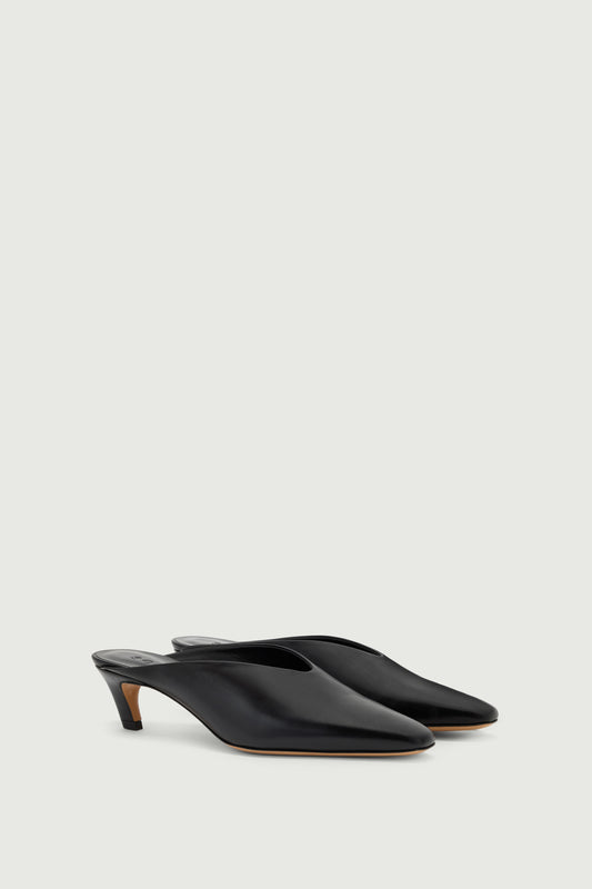 Mules Amalie - Nero Pelle con Tacco - Soeur