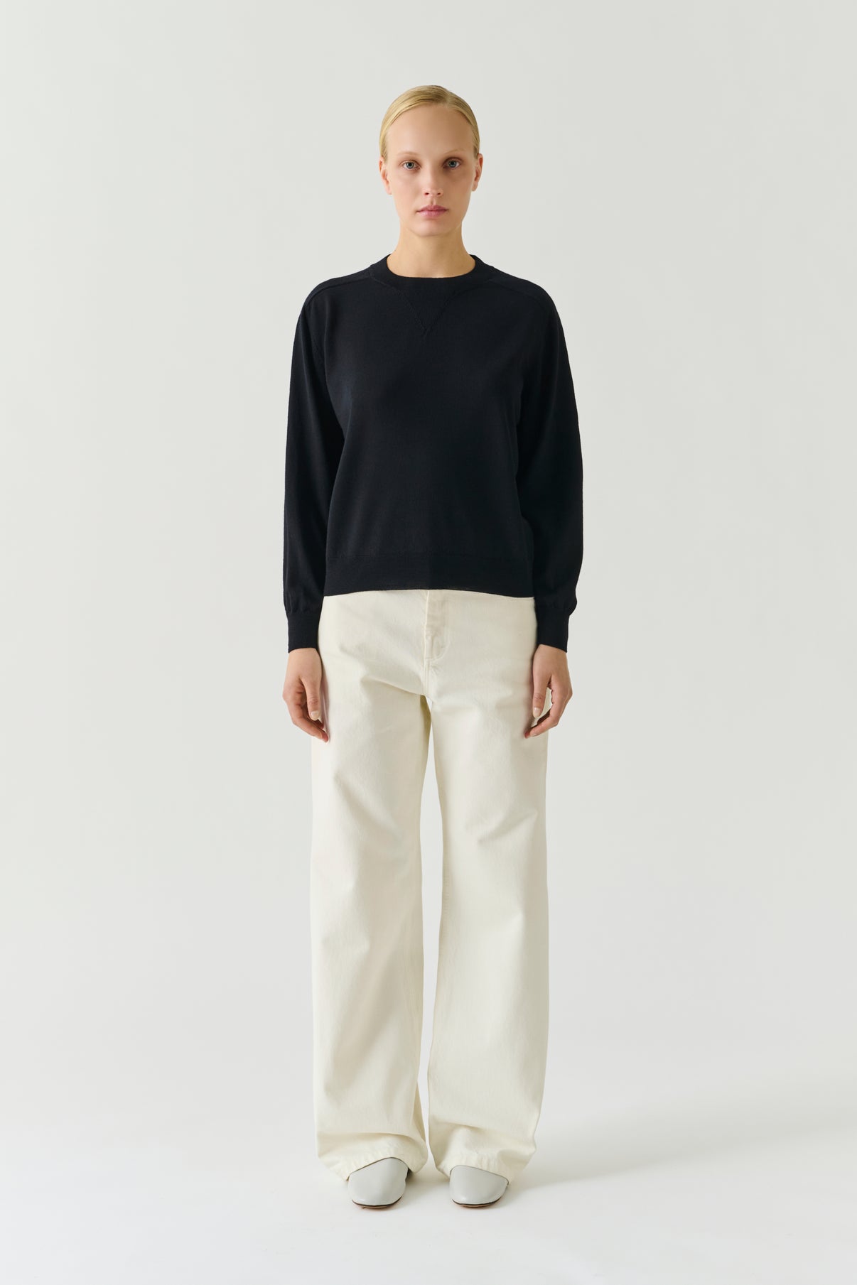 Maglione Pio - Nero - Lana Merino - Donna vue 1