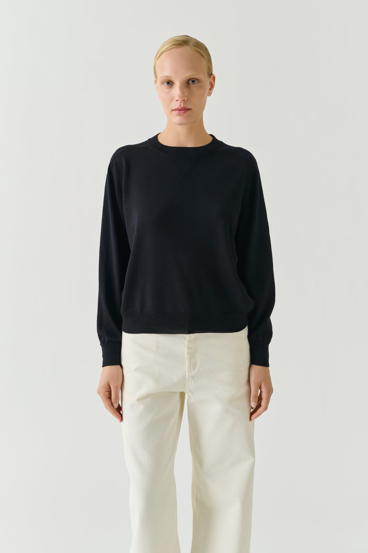Maglione Pio - Nero - Lana merinos - Donna vue 2