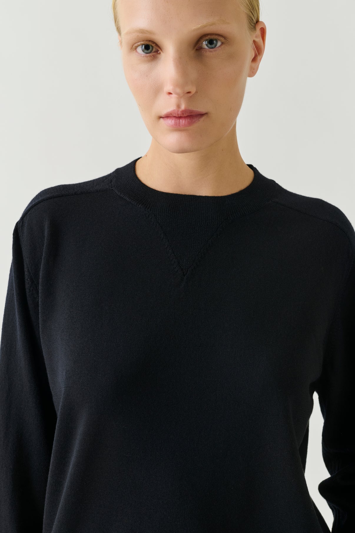 Maglione Pio - Nero - Lana merinos - Donna vue 3