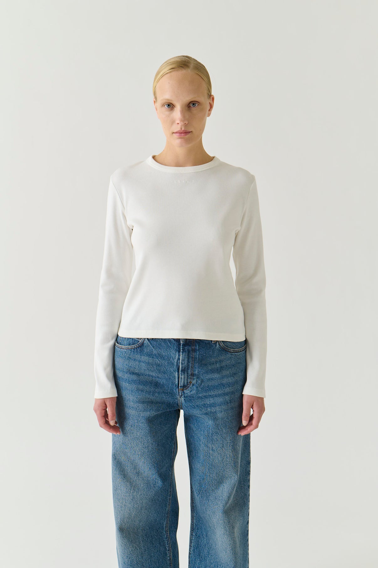 T-Shirt Flavie - Bianco Cotone Bio Maniche Lunghe - Soeur vue 2