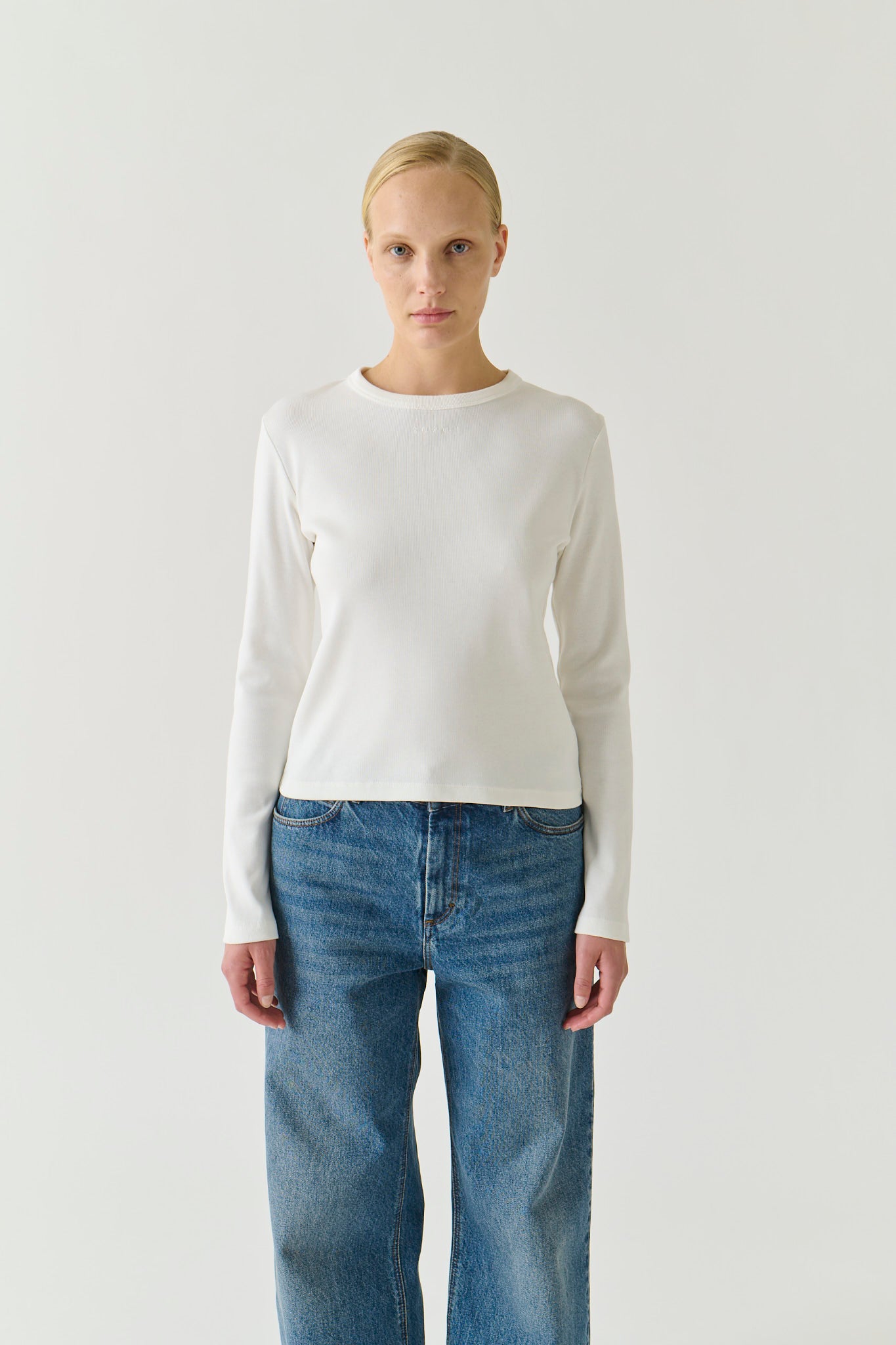 T-Shirt Flavie - Bianco Cotone Bio Maniche Lunghe - Soeur