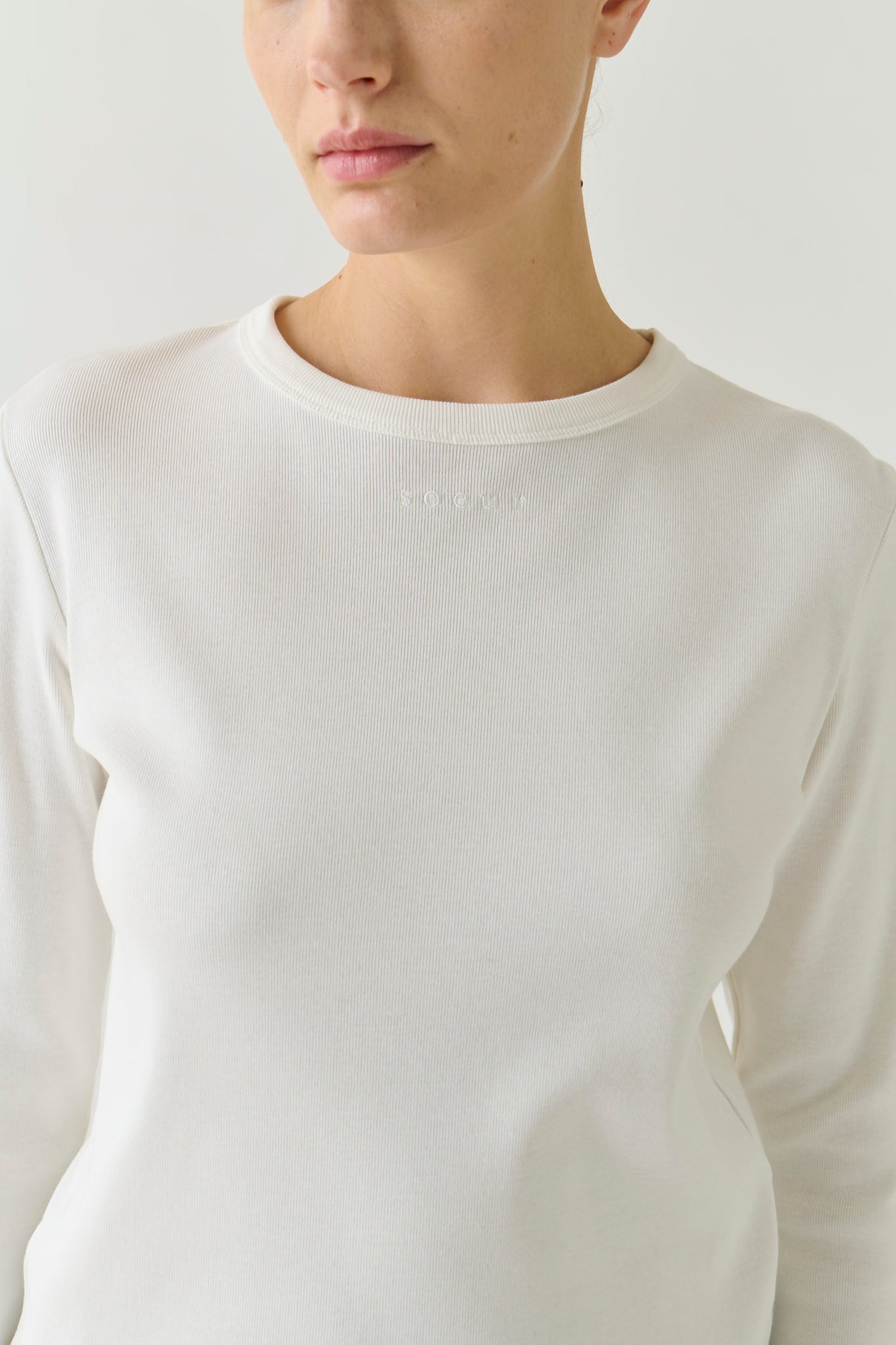 T-Shirt Flavie - Bianco Cotone Bio Maniche Lunghe - Soeur vue 4