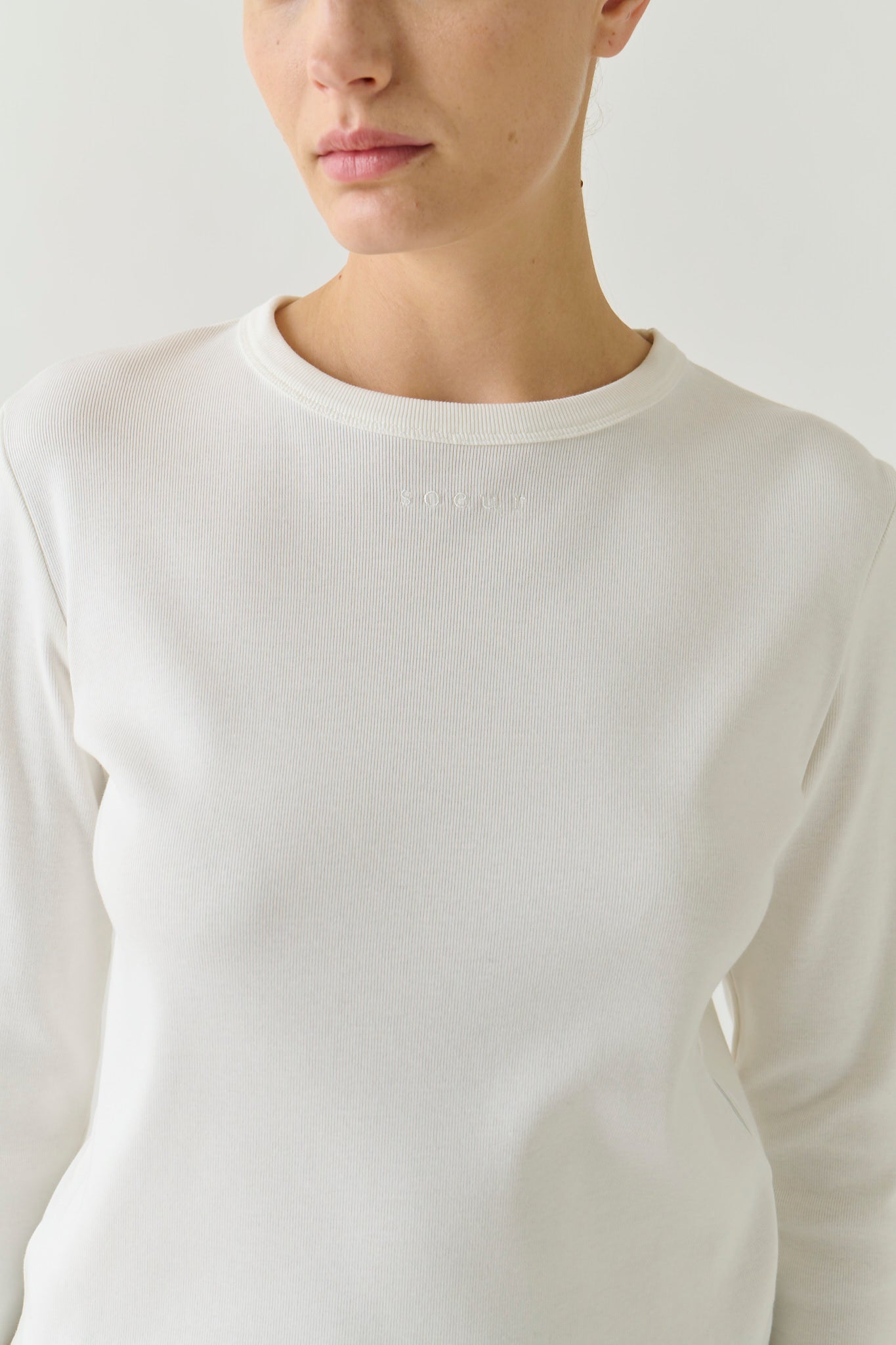 T-Shirt Flavie - Bianco Cotone Bio Maniche Lunghe - Soeur