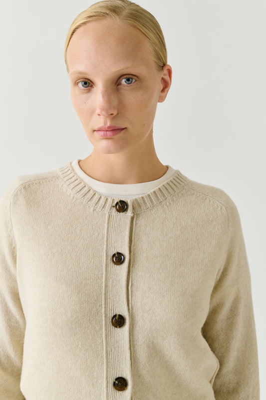Cardigan Virginia - Écru Chiné - Lana Merinos - Donna