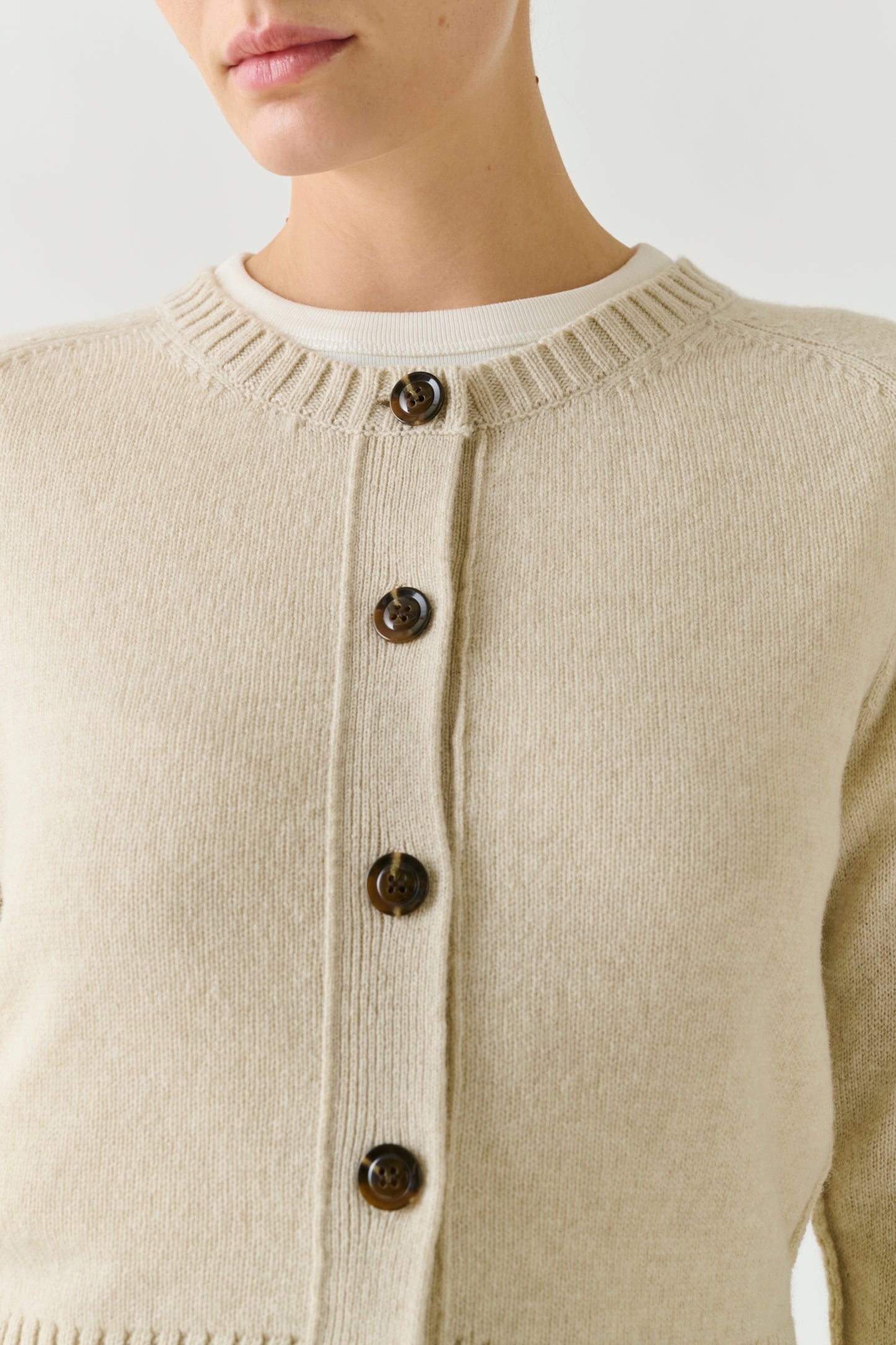Cardigan Virginia - Écru Chiné - Lana Merinos - Donna