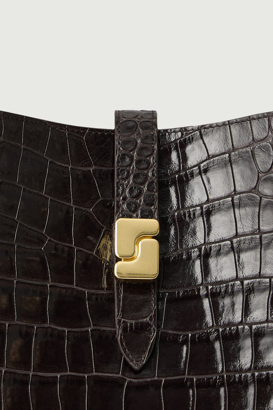 BORSA BELLO MARRONE SCURO CROCO