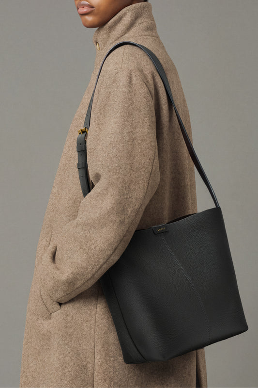 Borsa a secchiello Saudade Mini in pelle granata color acciaio - Soeur